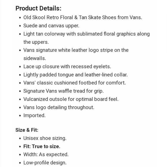 Vans Old Skool 🌼🌸Retro Floral 🌸🌼 *NIB* - Picture 8 of 9